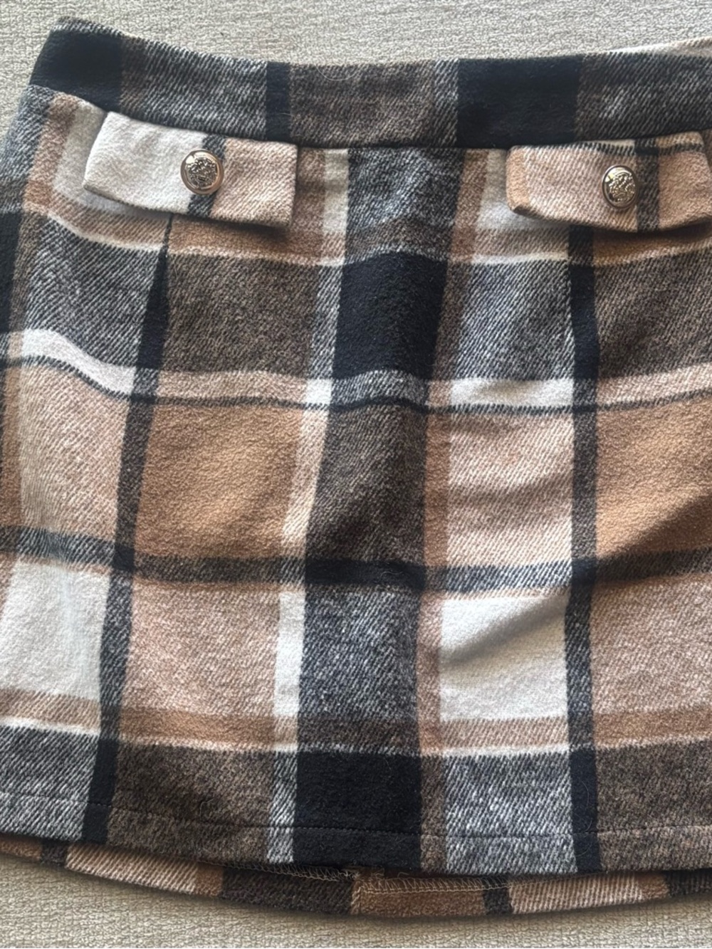 SHEIN Plaid Mini Skirt | Brown Neutral Preppy Fall Academia Size M
